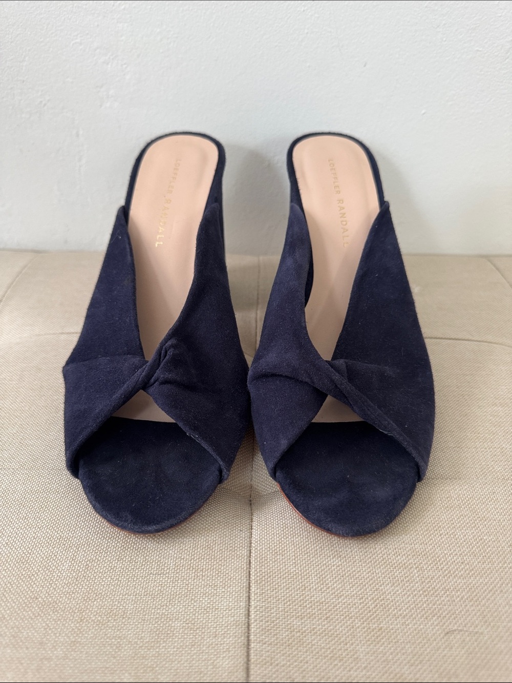 Loeffler Randall Navy Suede Knot Mules